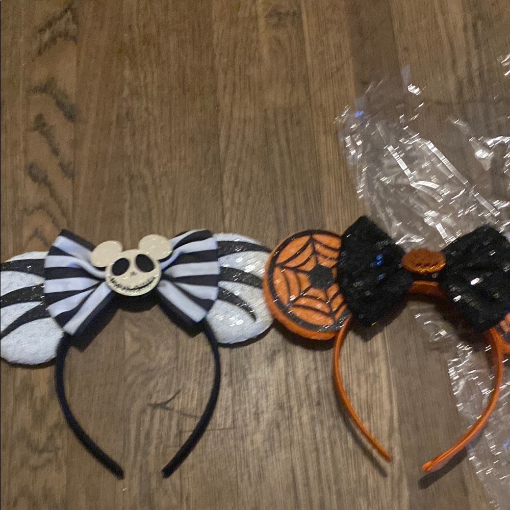 Halloween Bow Ear Headband Set - Black, White, Orange